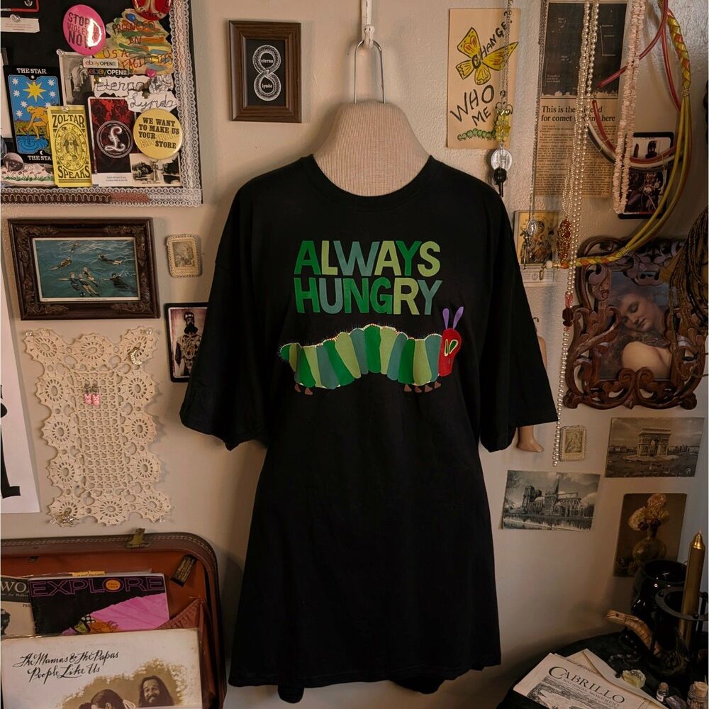 Very Hungry Caterpillar Graphic T-Shirt Men's 2XL Black